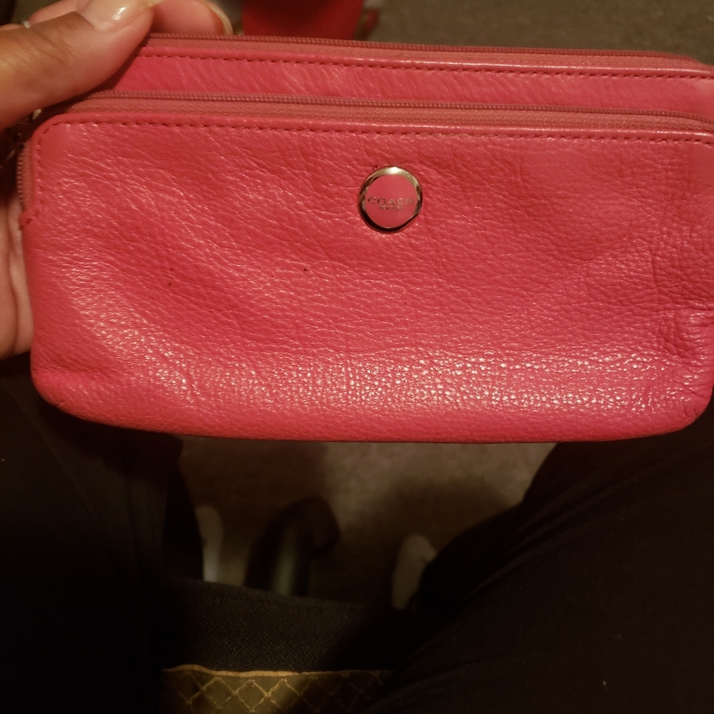 Peachy Pink Coach wristlet wallet